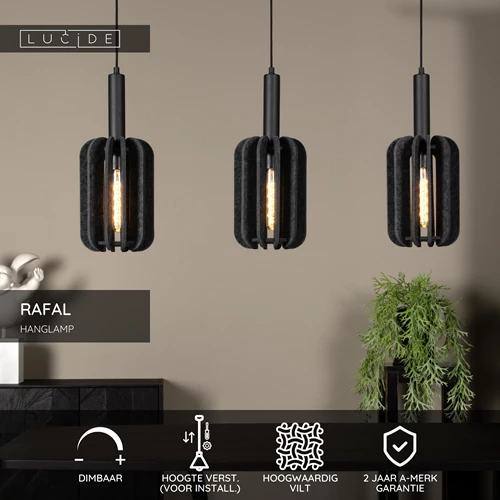 Lucide RAFAL - Hanglamp - 3xE27 - Grijs - USP